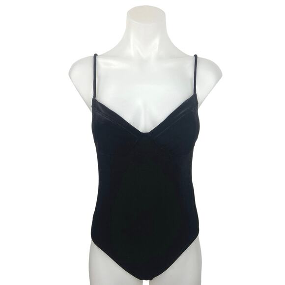 Urban Outfitters Women's Black Spaghetti Straps V-Neck One Piece Bodysuit Size M - Picture 1 of 5